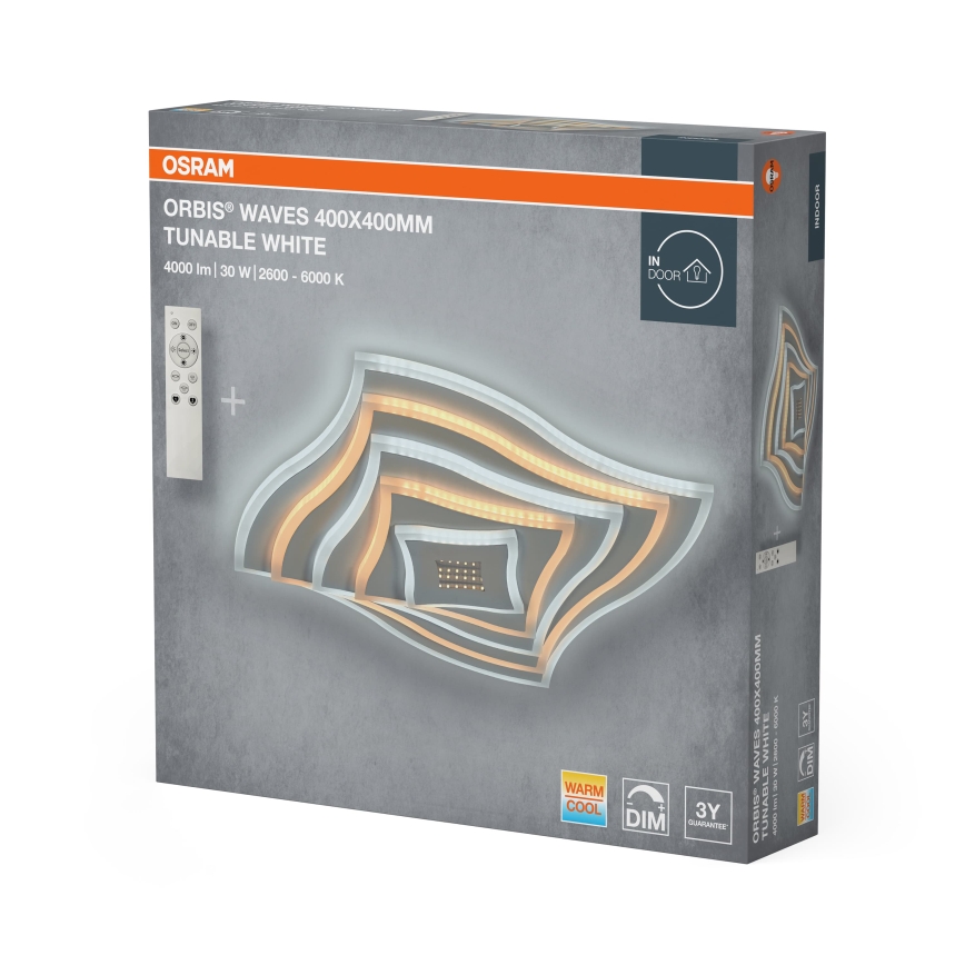 Osram - Ρυθμιζόμενο LED φωτιστικό οροφής ORBIS WAVES LED/30W/230V 2600-6000K 40x40 cm λευκό + τηλεχειριστήριο