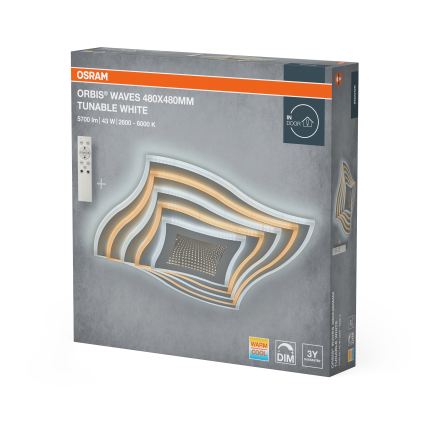Osram - LED ρυθμιζόμενο φωτιστικό οροφής ORBIS WAVES LED/43W/230V 2600-6000K 48x48 cm λευκό + τηλεχειριστήριο