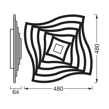 Osram - LED ρυθμιζόμενο φωτιστικό οροφής ORBIS WAVES LED/43W/230V 2600-6000K 48x48 cm λευκό + τηλεχειριστήριο