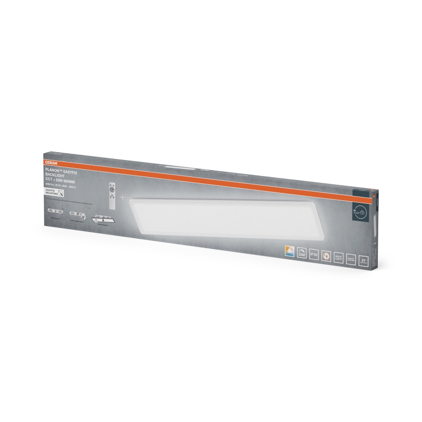 Osram - LED Ρυθμιζόμενο φωτιστικό οροφής μπάνιου PLANON EASYFIX LED/30W/230V 2600-6000K 20x98 cm IP54 λευκό + με τηλεχειριστήριο