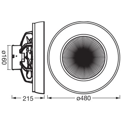 Osram - LED ρυθμιζόμενο φωτιστικό οροφής με ενσωματωμένο ανεμιστήρα LED/49W/230V 2700-6500K λευκό/χρυσό + τηλεχειριστήριο