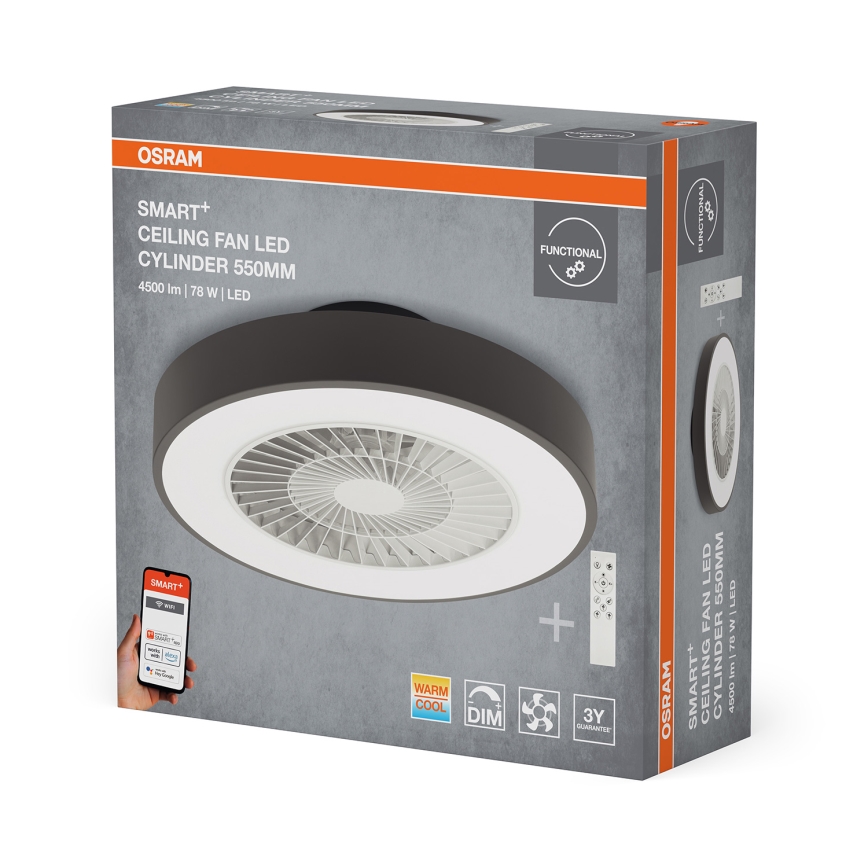 Osram - Ρυθμιζόμενο LED φωτιστικό οροφής με ανεμιστήρα SMART+ LED/78W/230V 3000-6500K Wi-Fi + τηλεχειριστήριο