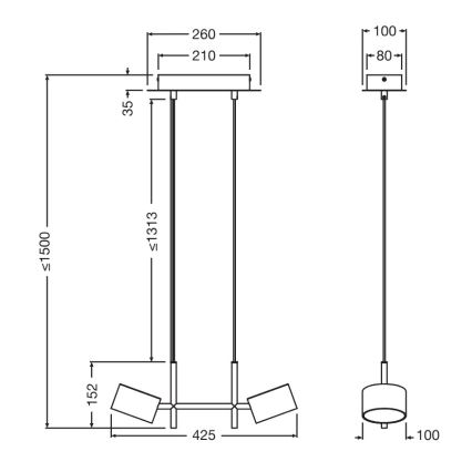 Osram - LED Ρυθμιζόμενο κρεμαστό φωτιστικό με καλώδιο DECOR KYOTO 2xLED/10W/230V CRI 90 μαύρο