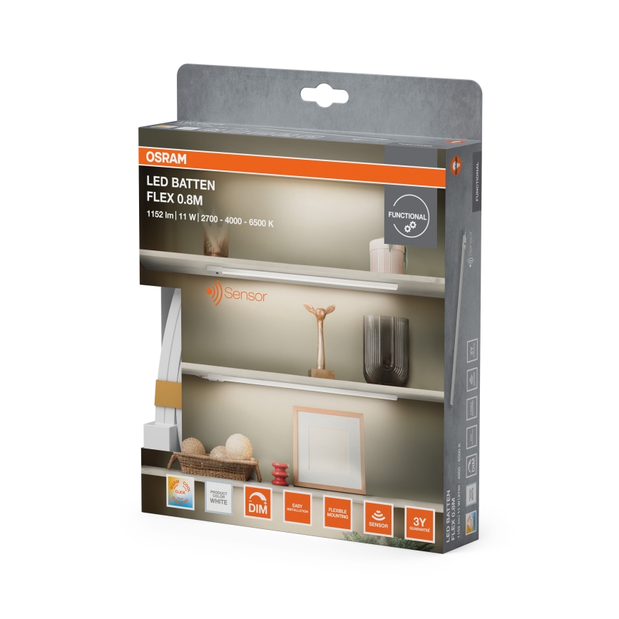 Osram - LED ρυθμιζόμενο φωτιστικό κάτω από ντουλάπι με αισθητήρα κίνησης BATTEN LED/11W/230V 2700/4000/6500K 81,7 cm λευκό