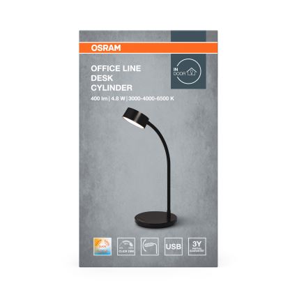 Osram - Ρυθμιζόμενο LED επιτραπέζιο φωτιστικό OFFICE LINE LED/4,8W/230V 3000/4000/6500K μαύρο
