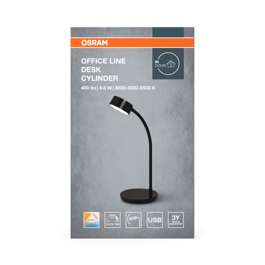 Osram - Ρυθμιζόμενο LED επιτραπέζιο φωτιστικό OFFICE LINE LED/4,8W/230V 3000/4000/6500K μαύρο