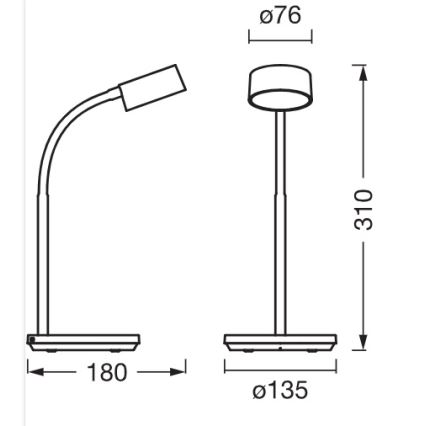 Osram - Ρυθμιζόμενο LED επιτραπέζιο φωτιστικό OFFICE LINE LED/4,8W/230V 3000/4000/6500K μαύρο