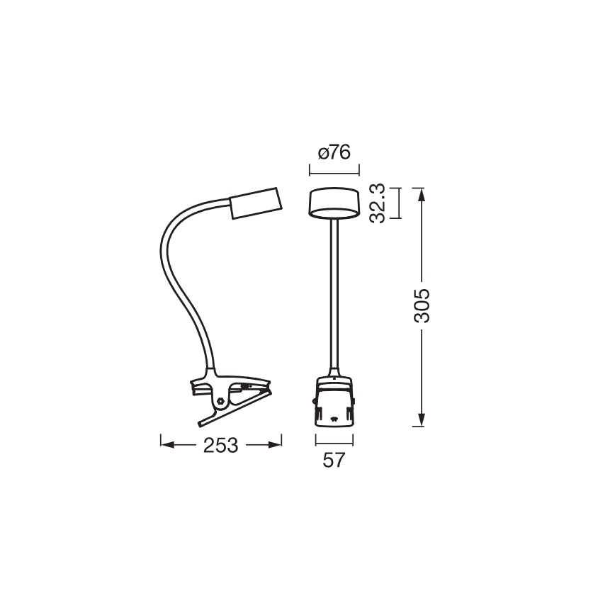 Osram - Επιτραπέζιο LED φωτιστικό με κλιπ και ρύθμιση φωτεινότητας OFFICE LINE LED/4,8W/230V 3000/4000/6500K μαύρο