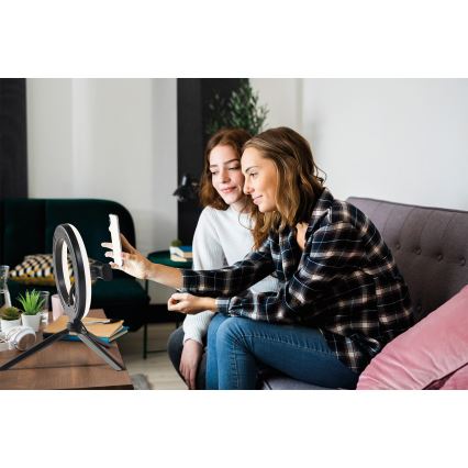 Osram - Ρυθμιζόμενη LED επιτραπέζια λάμπα με βάση και στήριγμα για vlogging LED/5,5W/USB 3000-6500K 210 mAh