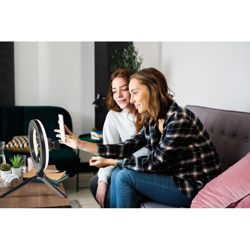 Osram - Ρυθμιζόμενη LED επιτραπέζια λάμπα με βάση και στήριγμα για vlogging LED/5,5W/USB 3000-6500K 210 mAh