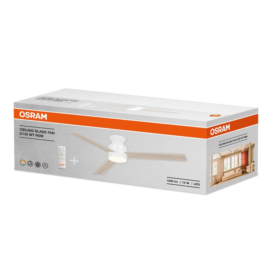 Osram - Ρυθμιζόμενος ανεμιστήρας οροφής BLADE LED/18W/230V 3000/4000/6000K + τηλεχειριστήριο