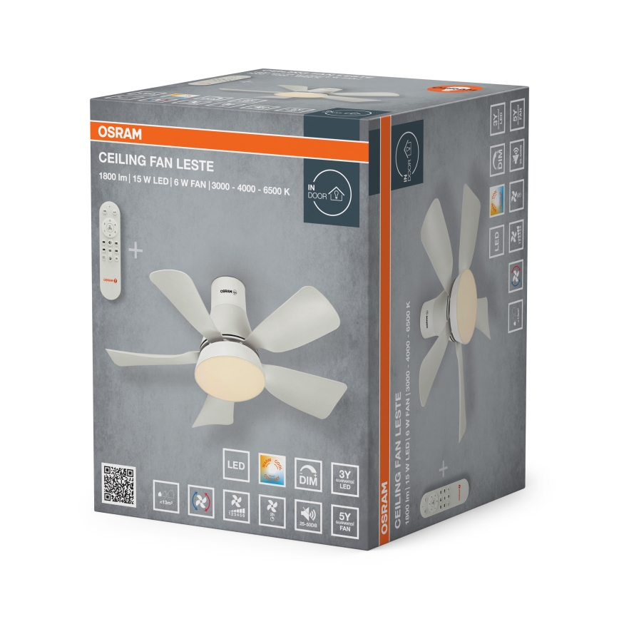 Osram - LED ρυθμιζόμενος ανεμιστήρας οροφής LESTE LED/15W/230V 3000/4000/6500K + τηλεχειριστήριο