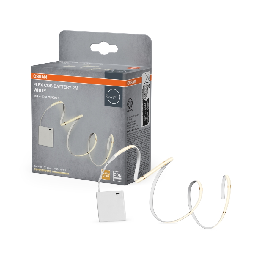 Osram - Ταινία LED FLEX COB BATTERY 2m LED/3,3W/4xAA