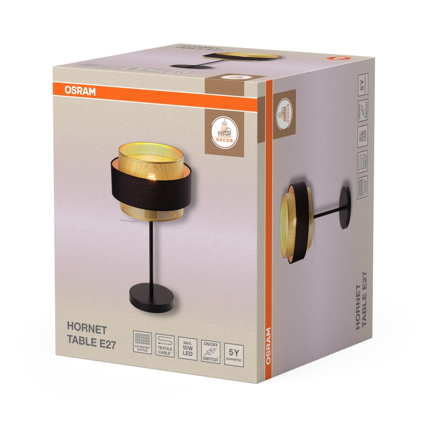 Osram - Επιτραπέζιο φωτιστικό DECOR HORNET 1xE27/10W/230V μαύρο/χρυσό