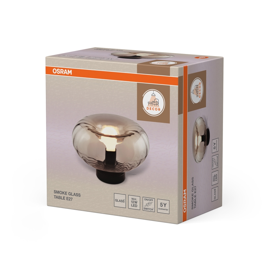 Osram - Επιτραπέζιο φωτιστικό DECOR SMOKE 1xE27/12W/230V μαύρο/καπνιστό γκρι