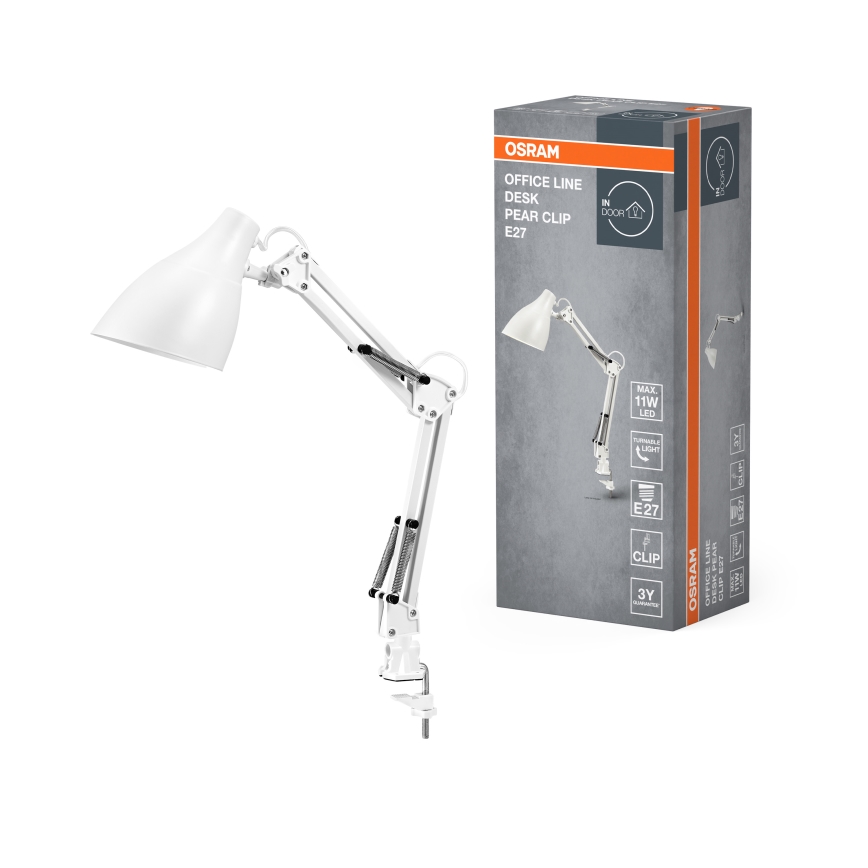 Osram - Επιτραπέζιο φωτιστικό με κλιπ DESK LINE 1xE27/11W/230V λευκό