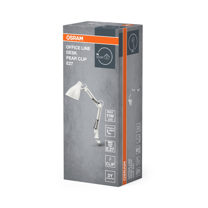 Osram - Επιτραπέζιο φωτιστικό με κλιπ DESK LINE 1xE27/11W/230V λευκό