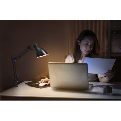 Osram - Επιτραπέζιο φωτιστικό με κλιπ DESK LINE 1xE27/11W/230V μαύρο