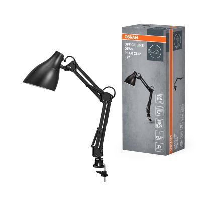 Osram - Επιτραπέζιο φωτιστικό με κλιπ DESK LINE 1xE27/11W/230V μαύρο