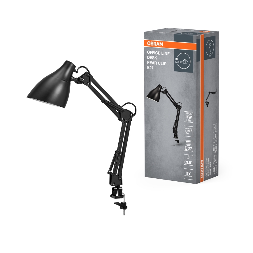Osram - Επιτραπέζιο φωτιστικό με κλιπ DESK LINE 1xE27/11W/230V μαύρο
