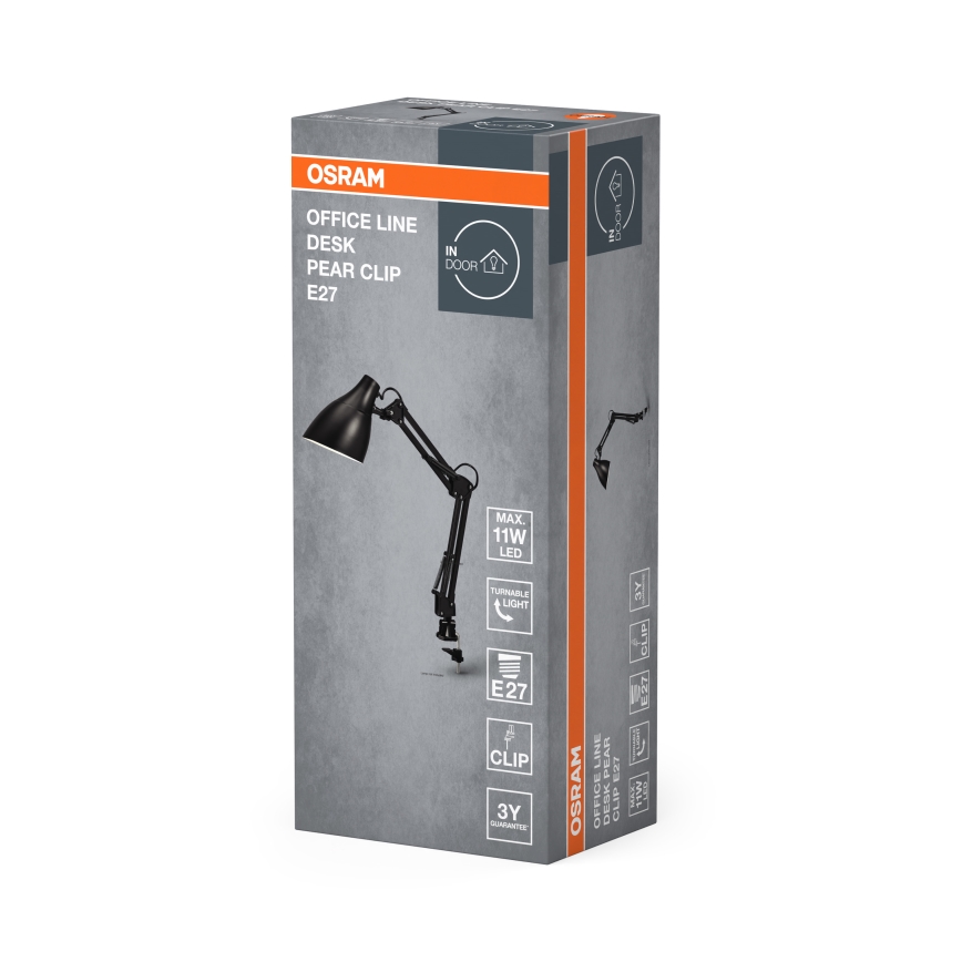 Osram - Επιτραπέζιο φωτιστικό με κλιπ DESK LINE 1xE27/11W/230V μαύρο