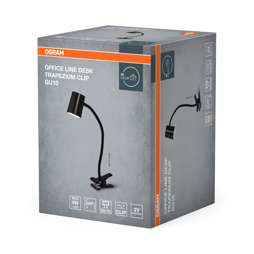 Osram - Επιτραπέζιο φωτιστικό με σφιγκτήρα DESK LINE 1xGU10/9W/230V μαύρο