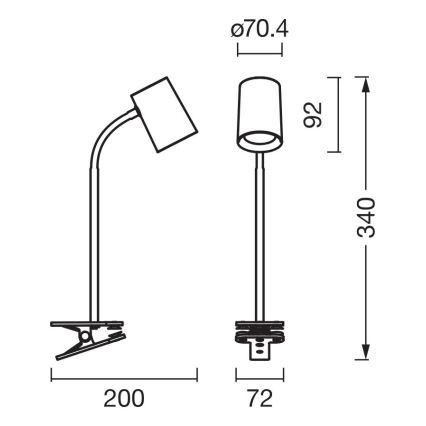 Osram - Επιτραπέζιο φωτιστικό με σφιγκτήρα DESK LINE 1xGU10/9W/230V μαύρο