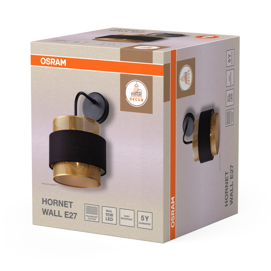Osram - Επιτοίχιο φωτιστικό DECOR HORNET 1xE27/10W/230V μαύρο/χρυσό