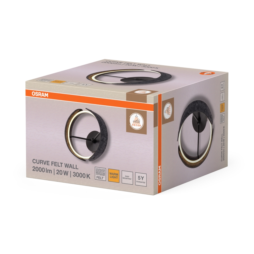 Osram - Επιτοίχιο φωτιστικό LED DECOR CURVE LED/20W/230V γκρίζο