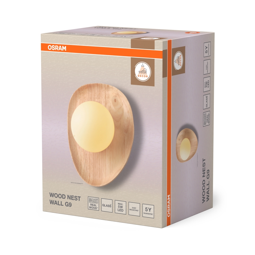 Osram - Επιτοίχιο φωτιστικό WOOD NEST 1xG9/5W/230V από ξύλο καουτσουκόδεντρου