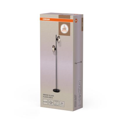 Osram - Επιδαπέδιο φωτιστικό DECOR SMOKE 2xE14/12W/230V μαύρο/καπνιστό γκρι