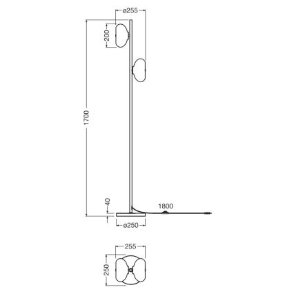 Osram - Επιδαπέδιο φωτιστικό DECOR SMOKE 2xE14/12W/230V μαύρο/καπνιστό γκρι
