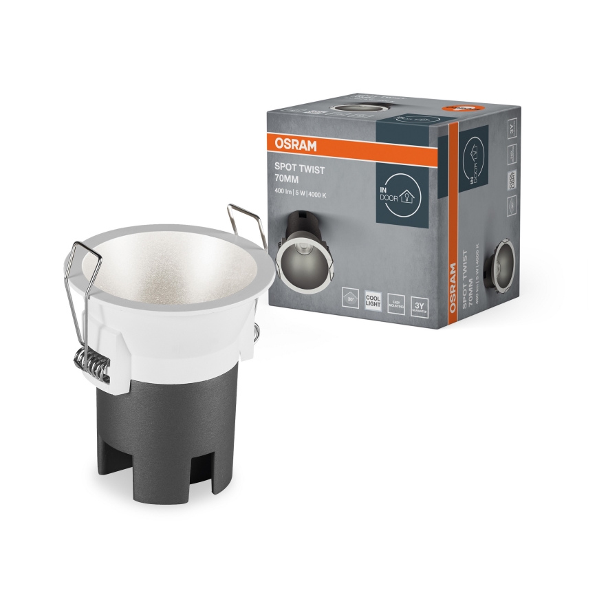 Osram - Εντοιχισμένο φωτιστικό SPOT TWIST LED, 5W/230V, 4000K, Ø 7 cm, λευκό/ασημί