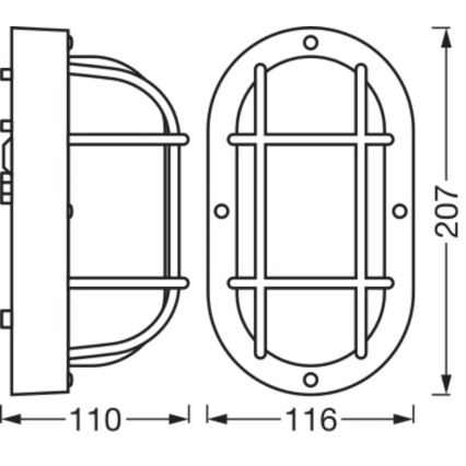 Osram - Εξωτερικό επιτοίχιο φωτιστικό BULKHEAD 1xE27/10W/230V IP54 μαύρο