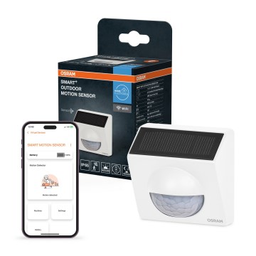 Osram - Εξωτερικός ηλιακός αισθητήρας κίνησης SMART+ 3,7V λευκός IP65 Wi-Fi 800 mAh