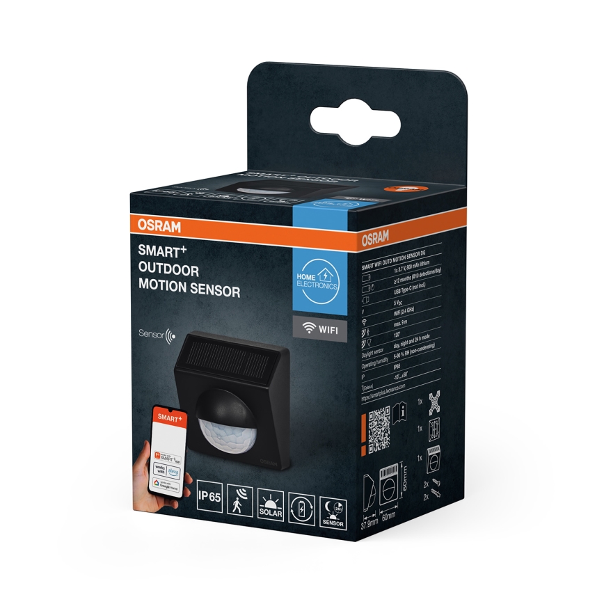 Osram - Εξωτερικός ηλιακός ανιχνευτής κίνησης SMART+ 3,7V ανθρακί IP65 Wi‑Fi 800 mAh