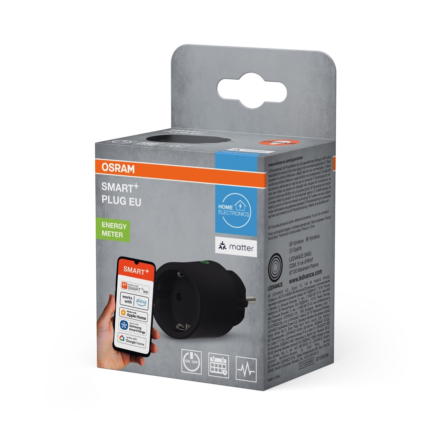 Osram - Έξυπνη πρίζα SMART+ MATTER SCHUKO 2300W/230V/10A Wi-Fi μαύρη