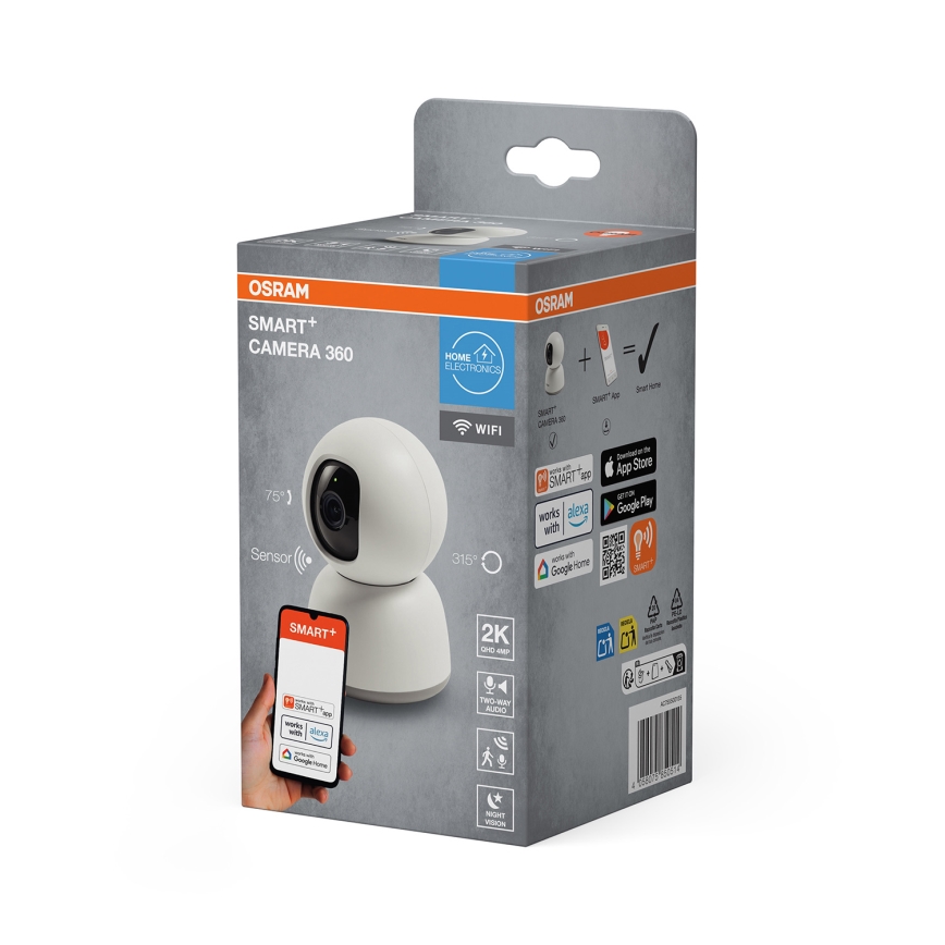 Osram - Έξυπνη εσωτερική κάμερα 360° με αισθητήρα 2K SMART+ 230V Wi-Fi