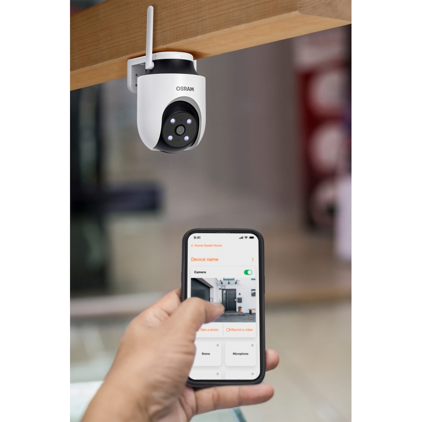 Osram - Έξυπνη εξωτερική κάμερα 360° με ανάλυση 2K SMART+ 230V IP67 Wi‑Fi