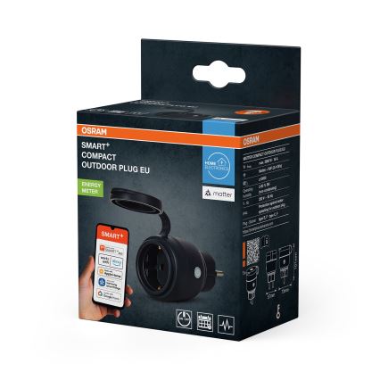 Osram - Έξυπνη εξωτερική πρίζα SMART+ MATTER SCHUKO 3680W/230V/16A IP44 Wi-Fi