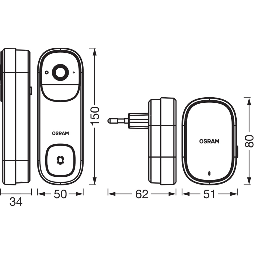 Osram - Έξυπνο βίντεο-κουδούνι με αισθητήρα 2K SMART+ 230V IP66 Wi-Fi