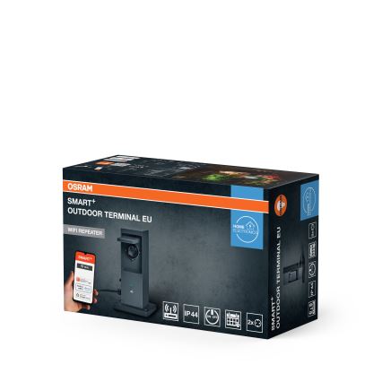 Osram - Έξυπνος εξωτερικός στύλος με 2 υποδοχές SCHUKO και επαναλήπτη Wi‑Fi, IP44