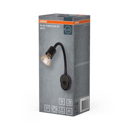 Osram - Ευέλικτο επιτοίχιο φωτιστικό PLUG TUBE FLEX 1xGU10/5W/230V μαύρο