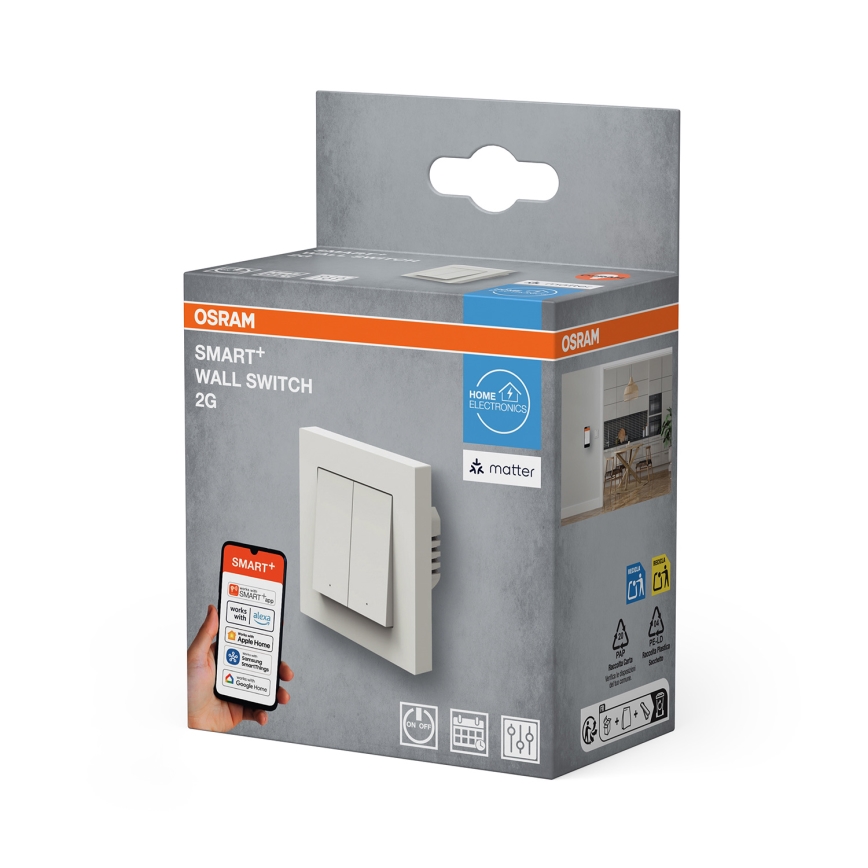 Osram - Διακόπτης 2 πλήκτρων SMART+ MATTER 230V Wi‑Fi