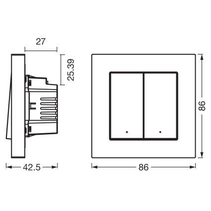 Osram - Διακόπτης 2 πλήκτρων SMART+ MATTER 230V Wi‑Fi