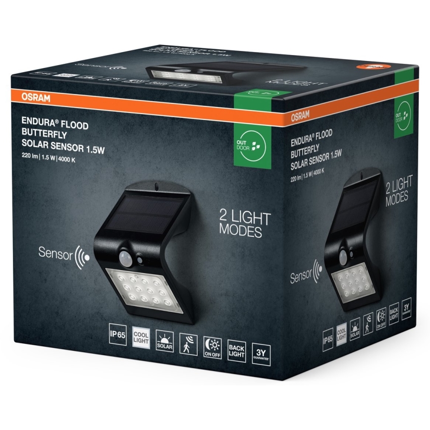 Osram - LED Ηλιακό φωτιστικό τοίχου με αισθητήρα κίνησης και λυκόφωτος ΠΕΤΑΛΟΥΔΑ LED/1,5W/3,7V 1200 mAh IP65