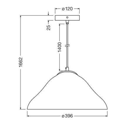 Osram - Μονόφωτο κρεμαστό φωτιστικό με καλώδιο LOTUS LEAF 1xE27/9W/230V διάμ. 39,6 cm