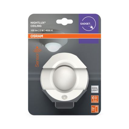 Osram - LED φωτιστικό νυκτός με αισθητήρα NIGHTLUX LED/2W/3xAA λευκό