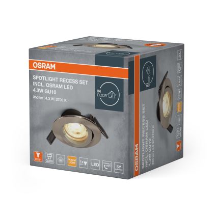 Osram - Χωνευτό φωτιστικό LED SPOT 1xGU10/4,3W/230V 2700K CRI 90 ματ χρώμιο