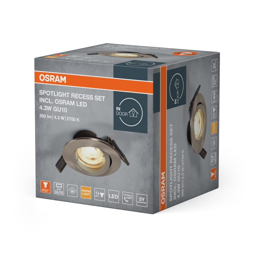 Osram - Χωνευτό φωτιστικό LED SPOT 1xGU10/4,3W/230V 2700K CRI 90 ματ χρώμιο